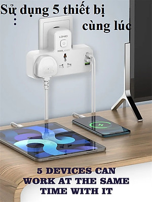 Ổ cắm đa năng 2500W hỗ trợ sạc nhanh QC18W PD20W LDNIO SC2311 _ Hàng chính hãng