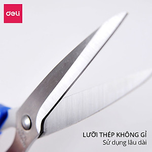 Kéo Văn Phòng 190Mm Deli, Đen/Xanh - E6001