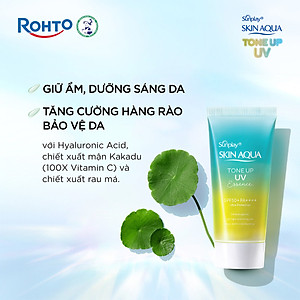 Kem chống nắng nâng tông Skin Aqua Tone up Mint Green cho da trắng có khuyết điểm đỏ, dạng tinh chất Sunplay Skin Aqua Tone Up UV Essence Mint Green SPF 50+ PA++++ 50g