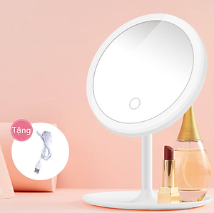 Gương Tròn Soi Trang Điểm Để Bàn Có Đèn Led Thông Minh Tích Điện Siêu Hot- Thiết Kế Hiện Đại- Hàng Chính Hãng MINIIN
