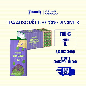 Thùng 12 hộp Trà Atisô ít đường Vinamilk - Hộp giấy 1L