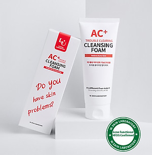 Sữa rửa mặt cho da dầu mụn W.Skin Laboratory AC+ TROUBLE CLEARING CLEANSING FOAM (150ml) xuất xứ Hàn Quốc {Có tem phụ nhập khẩu chính ngạch}