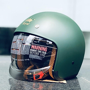 Nón bảo hiểm 3/4 ROYAL M139 có kính âm màu XANH LÍNH NHÁM