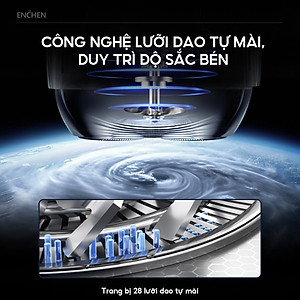 Máy cạo râu Enchen Mini 6s, Cạo râu khô & ướt nút cảm ứng, Đầu cạo nổi 28 lưỡi dao kép tự mài - Hàng nhập khẩu