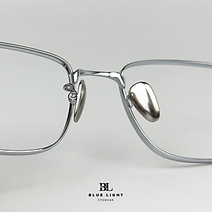 Gọng Kính Cận Giả Cận Nam Nữ Cao Cấp Titanium BLUE LIGHT, Mắt Chữ Nhật Nhỏ Dày Dặn, Nhẹ Dẻo Bạc, Đen