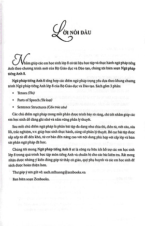 Ngữ Pháp Tiếng Anh Lớp 8 (Theo Chương Trình Khung Của Bộ Giáo Dục Và Đào Tạo)