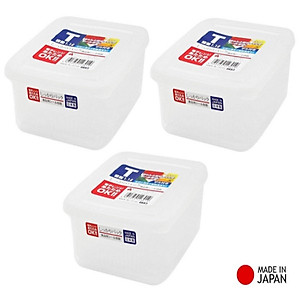 Bộ 3 hộp đựng thực phẩm Nakaya 1100ml vuông - nội địa Nhật Bản