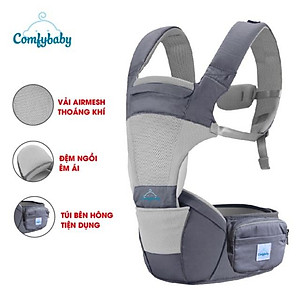 Địu ngồi trẻ em cao cấp siêu mềm 4 tư thế công nghệ Air Mesh thoáng khí - Comfybaby CF818 - tặng yếm tam giác