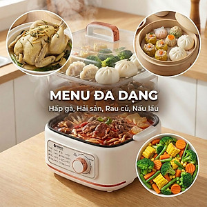 Nồi lẩu hấp thủy nhiệt Mishio MK382 khay hấp inox 304 - Hàng chính hãng