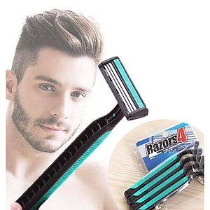 Bộ 4 Dao Cạo Râu Razors 3 Ba Lưỡi Kép Cán Nhựa 4In1 An Toàn Thông Minh