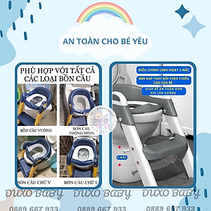 Nắp thu nhỏ bồn cầu cho bé, thang bô vệ sinh cho bé, bồn cầu cho bé, có thang và tay vịn chắc chắn, gấp mở gọn gàng Hàng Chính Hãng