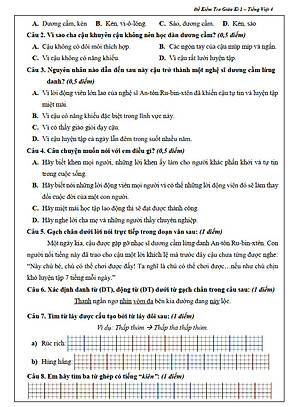 Đề Kiểm Tra Tiếng Việt 4 - Tập 1
