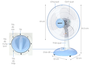 Quạt bàn B4 Senko B1612 - Giao màu ngẫu nhiên - Hàng Chính Hãng
