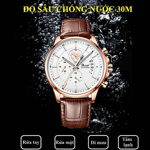 Đồng hồ nam chống nước DIZIZID chính hãng dây da cao cấp - Chạy full 6 kim và lịch ngày - Chống nước tốt - Kim dạ quang - Tặng kèm pin dự phòng DZDT69