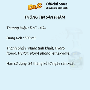 Dung Dich Tẩy Cặn Canxi, Làm Sạch vòi sen Inox, Cabin, vách kính nhà tắm Dr.C CHÍNH HÃNG (Chai 300ml)