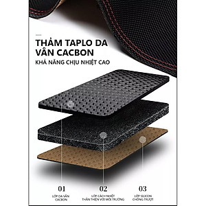 Thảm taplo dành cho KIA SELTOS da dập vân cacbon 3 lớp chống nóng, chống nắng hiệu quả