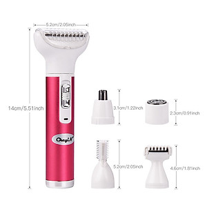 Máy tẩy lông tẩy và nhổ lông toàn thân, cạo lông tay chân, tẩy sạch lông vùng bikini sử dụng pin sạc chuyên nghiệp điều chỉnh 5 Đầu Thay Thế - Hàng Chính Hãng - Giao Màu Ngẫu Nhiên