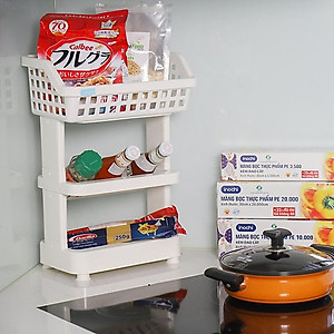 Kệ Đa Năng 3 Tầng Bằng Nhựa Cao Cấp Nachi Plus Inochi Nhật Bản - Dùng Trong Nhà Bếp, Phòng Tắm, Phòng Ngủ (298 x 190 x 376 mm)