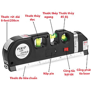 Thước Thủy Laser - Thước Đo Khoảng Cách Bằng Laser, Thước Đo Laser Cầm Tay Giá Rẻ - Thước Ni vô Laser 3 Chức Năng + Tặng kèm thước dây 1.5m