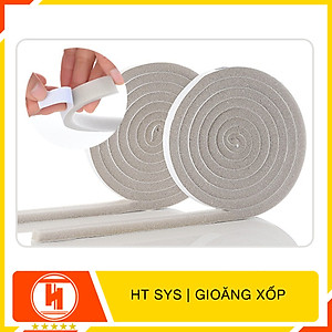 Bộ 02 cuộn mút xốp dán khe cửa HT SYS - Cách âm - Giảm chấn - Chống bụi - Gioăng xốp bản 15mm x2 mét