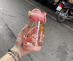 Bình đựng nước trẻ em 450ml Hokori chống tràn có ống hút cho bé đi học đi chơi hàng Cao cấp việt nhật - HÀNG VIỆT NAM