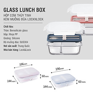 Hộp cơm thủy tinh kèm muỗng đũa LocknLock LLG991CL 930ml