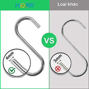 Bộ 10 móc treo đồ chữ S inox 304 dày 4mm Hobby home decor MTS-10