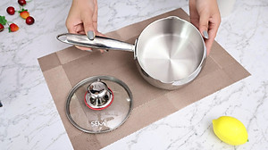 Quánh táo inox 304 đúc liền khối 14cm vung kính – SKM3844 - hàng xuất Nhật