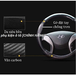 Bọc vô lăng dành cho Hyundai I10, I20, I30, Accent, Santafe, Tucson, Kona, Getz, Avante, Elantra, Trùm vô lăng cacbon