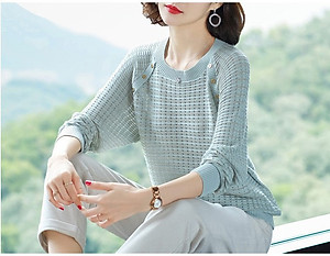 Áo len nữ, áo len nữ lưới cổ tròn nhiều màu AL39