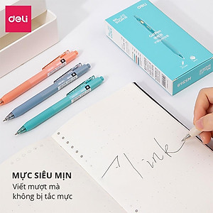 Bút Bi Nước Mực Gel Màu Đen Cao Cấp Ngòi 0.5mm Deli - Kẹp Bút Điều Chỉnh Kích Thước - 4 Màu Sắc Thời Trang BST Văn Phòng Phẩm Cao Cấp Nusign - NS568