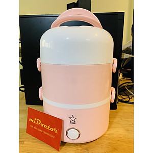 Bộ hộp cơm điện giữ nhiệt 3 tầng, ruột inox cao cấp miDoctor, cà men hâm nóng thức ăn + Tặng kèm túi giữ nhiệt