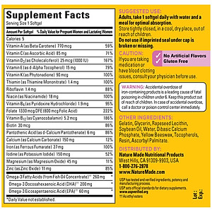 Vitamin cho bà bầu Prenatal Folic Acid+ DHA Nature Made giúp mẹ khỏe, bé phát triển não bộ, hệ thần kinh và thể lực - QuaTangMe Extaste