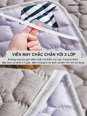 Chiếu Đệm Ngủ Văn Phòng OFFICE CHILL Tấm Đệm Lót Ngủ Chần Bông Microfiber Kháng Khuẩn Thoáng Khí Xếp Gọn