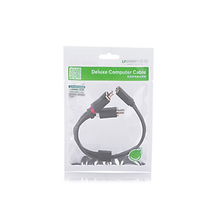 Cáp chuyển âm thanh jack 3.5mm cái sang 2 đầu hoa sen RCA đực dài 25CM UGREEN 10561 - Hàng Chính Hãng