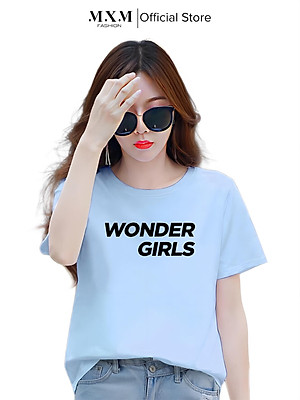 Áo thun nữ cổ tròn form rộng in chữ Wonder Girls thun cotton 4 chiều ( ANU021 )