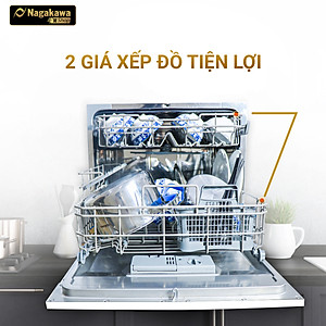 Máy rửa bát 8 bộ cao cấp Nagakawa NK8D61M- Bảo hành 2 năm - Made in Malaysia - Hàng chính hãng
