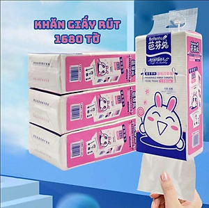 Giấy ăn rút hình chữ nhật dạng cây (1 cây 1680 tờ) và (1 cây 1800 tờ) hình thỏ