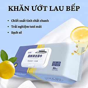 Giấy Ướt Lau Bếp Hương Chanh Thơm Mát Không Độc Hại Gói 80 Tờ Siêu To - Khăn Ướt Lau bếp CHuyên Dụng - HÀNG CHÍNH HÃNG MINIIN