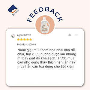 Nước Giặt Hữu Cơ An Toàn Cho Bé Sơ Sinh ECOCARE Chiết Xuất Bồ Hòn Và Tinh Dầu Hoa Nhài 500ml-2L-4L, Dịu Nhẹ Với Da Tay