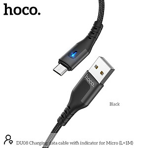 Cáp Sạc Micro-USB Có Đèn Cho Android, Samsung,... Hoco DU08 1M/2M, Cáp Dây Dù Siêu Bền, Sạc Nhanh 2.4 - Hàng Chính Hãng