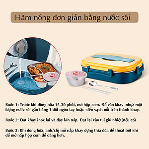 Hộp cơm giữ nhiệt Văn Phòng JIDOSA JD3850 đựng thức ăn 4 ngăn kèm bát đựng canh chống tràn