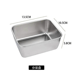 SET 5 HỘP INOX SUS304 ĐỰNG THỰC PHẨM CÓ NẮP ĐẬY HÀNG DÀY ĐẸP