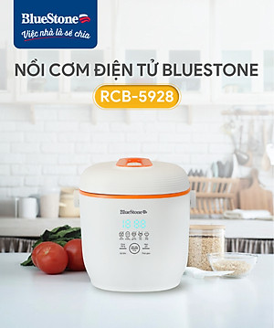 Nồi Cơm Điện Tử BlueStone RCB-5928 - 0.6 Lít - 350W - Điều Khiển Cảm Ứng - Hẹn Giờ - Giữ Ấm - Lòng Nồi 1.5mm - Bảo Hành 2 Năm - Hàng Chính Hãng