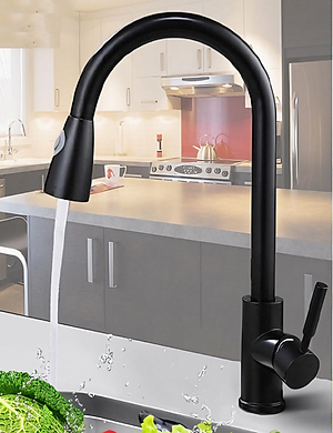 Vòi rửa chén KG53 nóng lạnh dây rút cao cấp inox304, dùng cho mọi bồn rửa chén bát nhà bếp, dây rút dễ tiện dụng ,2 chế độ nước kèm dây nóng lạnh 40cm - Hàng chính hãng