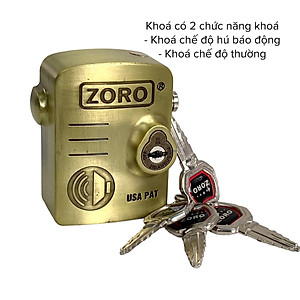 Ổ khóa chụp bát cửa báo động chống trộm ZORO thông minh - màu vàng đồng - khóa chụp chống cắt toàn diện, chống cắt khoen cửa - hàng chính hãng