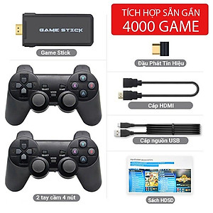 Máy chơi game cầm tay 4 nút Game stick 4k HDMI PS3000 kết nối không dây 3500 trò chơi