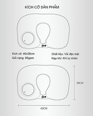 Gối hơi kê cổ bơm tự động, mềm mại, thiết kế hình chữ U giúp giảm đau cổ, có nút cài, phù hợp cho văn phòng và du lịch  Phượt Dã Ngoại Đi Chơi Quà Tặng Nam Nữ