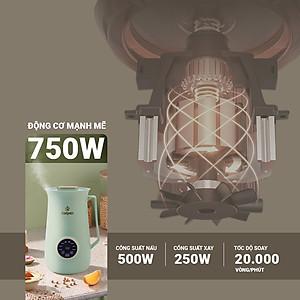Máy Làm Sữa Hạt Cao Cấp Kalpen Mini 0.6L, Máy Xay Nấu Đậu Nành Đa Năng, Công Suất 750W - Hàng chính hãng