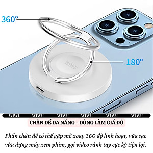 Dock Đế sạc nhanh không dây sạc pin đa năng 3in1 15W từ tính Ring giá đỡ móc tay cho iPhone / điện thoại / watch / cho tai nghe cho airpods hiệu WIWU Wi-W027 chuẩn Qi fast charging iP 16 15 14 13 12 Pro Max - hàng nhập khẩu